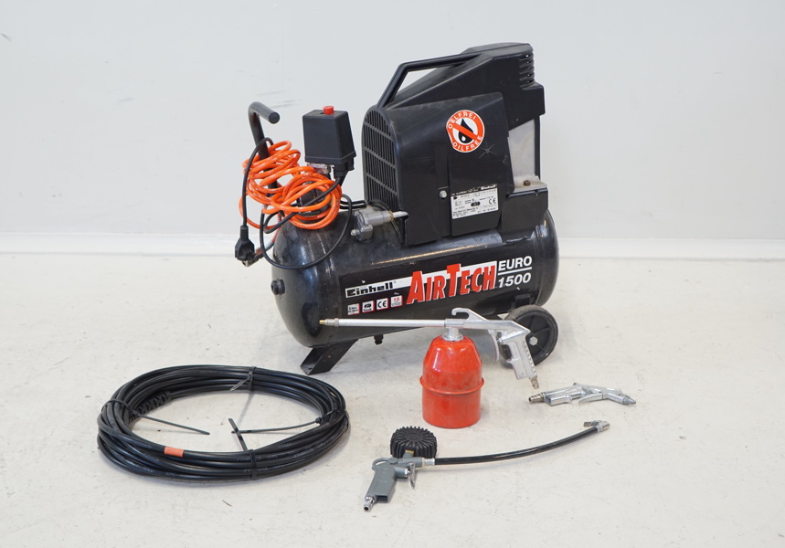 Kompressor, EURO 1500 AirTech, Einhell, med tillbehör.