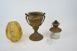 Fotogenlampa, bronserad  metall/glas, 1800/1900-tal.