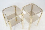Sidobord, ett par, gulmetall, rökfärgat glas, 1900/2000-tal.