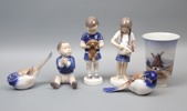 Figuriner och vas, 6 delar, porslin, Bing & Gröndahl, Danmark.