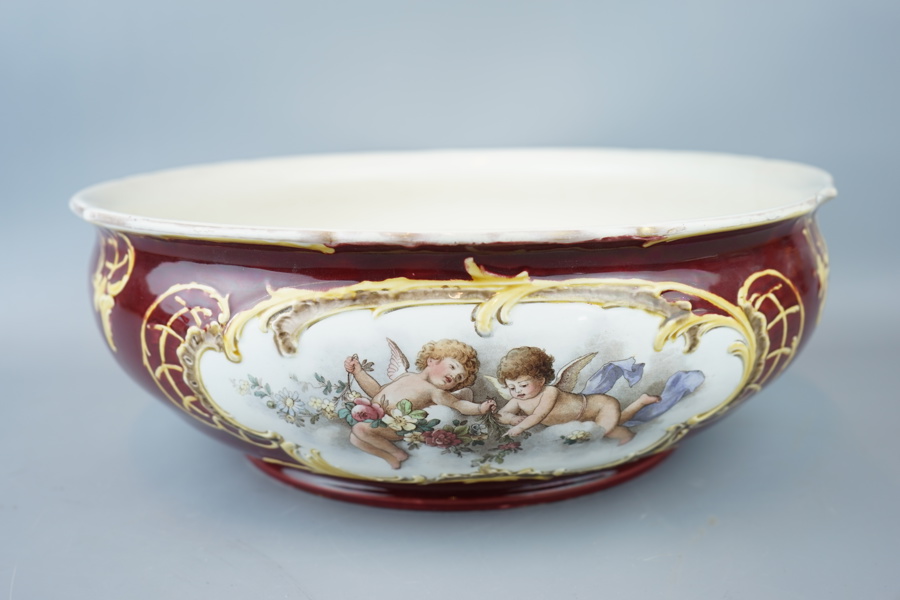 Tvättfat, majolika, 1800/1900-tal.