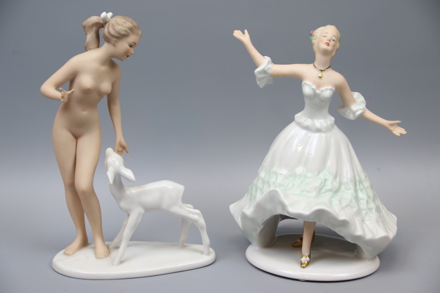 Figuriner, 2 st, porslin, Wallendorf.