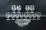 Lars Hellsten, glas och smörskål, 13 delar, glas, "Påfågel", Orrefors.