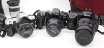 Kameror och objektiv, ett parti, Nikon, Canon, Minolta och Sony.
