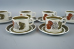 Jackie Lynd, kaffekoppar och fat, 8 st, porslin, "Julia", Gefle, 1976.