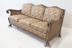 Soffgrupp, 3 delar, chippendalestil, rotting/trä/textil, 1930/40-tal.