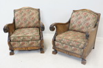 Soffgrupp, 3 delar, chippendalestil, rotting/trä/textil, 1930/40-tal.