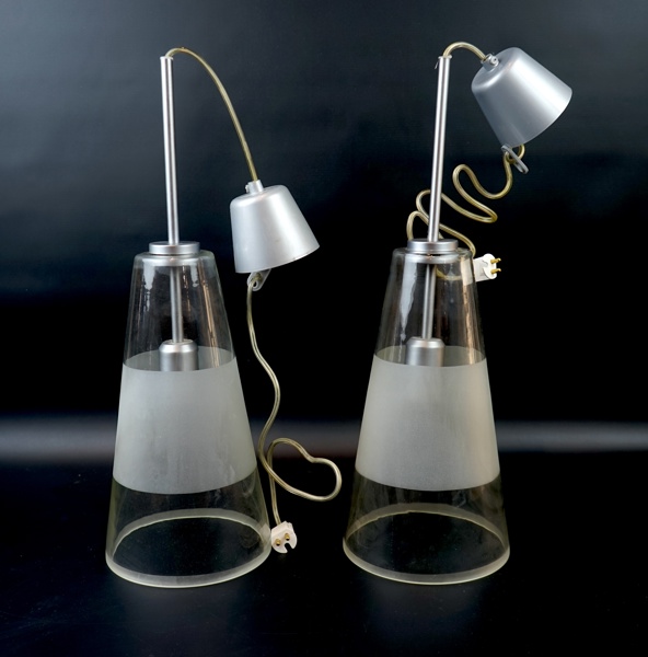 Taklampor, ett par, glas, Lyktan, obegagnade.