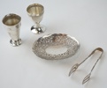 Fat, servettringar m.m, 8 delar, silver/nysilver/mässing, bl.a Skultuna.