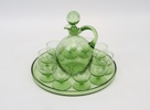 Likörservis, 12 delar, grönt glas, 1900-talet.