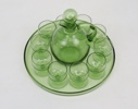 Likörservis, 12 delar, grönt glas, 1900-talet.