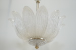 Carl Fagerlund, taklampa, glas/mässing, 3 ljuspunkter, Orrefors, 1940/50-tal.