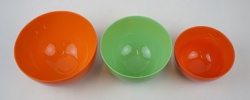 Sven Palmqvist, skålar, 3 st, glas, "Colora", Orrefors.