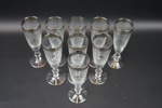 Champagneglas, 9 st, slipad dekor med förgylld kant.