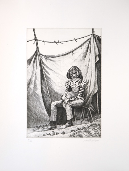 Åke Johansson, kopparstick nr 8/120, ur "Cirkusmappen", signerad, daterad 2008.