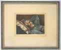 Reinhold Lundgren, litografi nr 133/360, ''Fredrik vilar'', signerad.