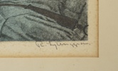 Reinhold Lundgren, litografi nr 133/360, ''Fredrik vilar'', signerad.