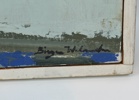 Birger Welander, ''Brygger, Bovallstrand'', olja på duk, signerad, daterad 1963.