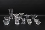 Ljusstakar m.m, 14 delar, glas, bl.a Orrefors.