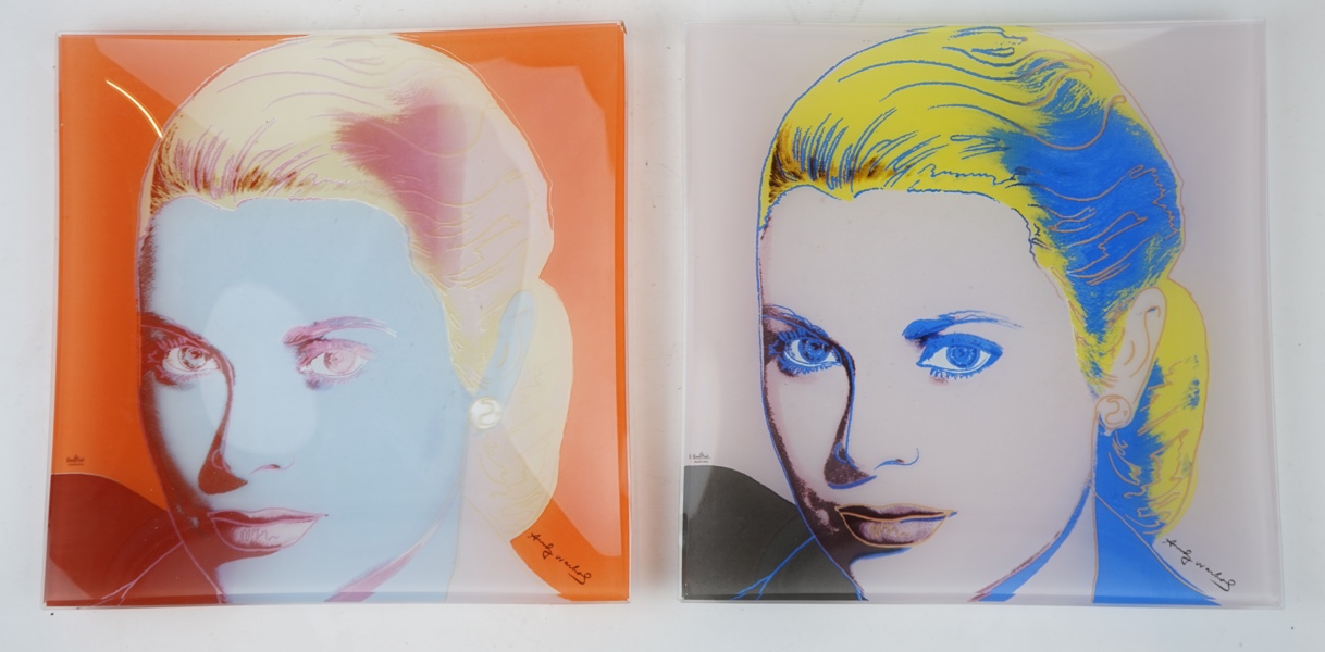 Andy Warhol x Rosenthal Studio, fat, 2 st, glas "Ingrid Bergman" och "Grace Kelly".