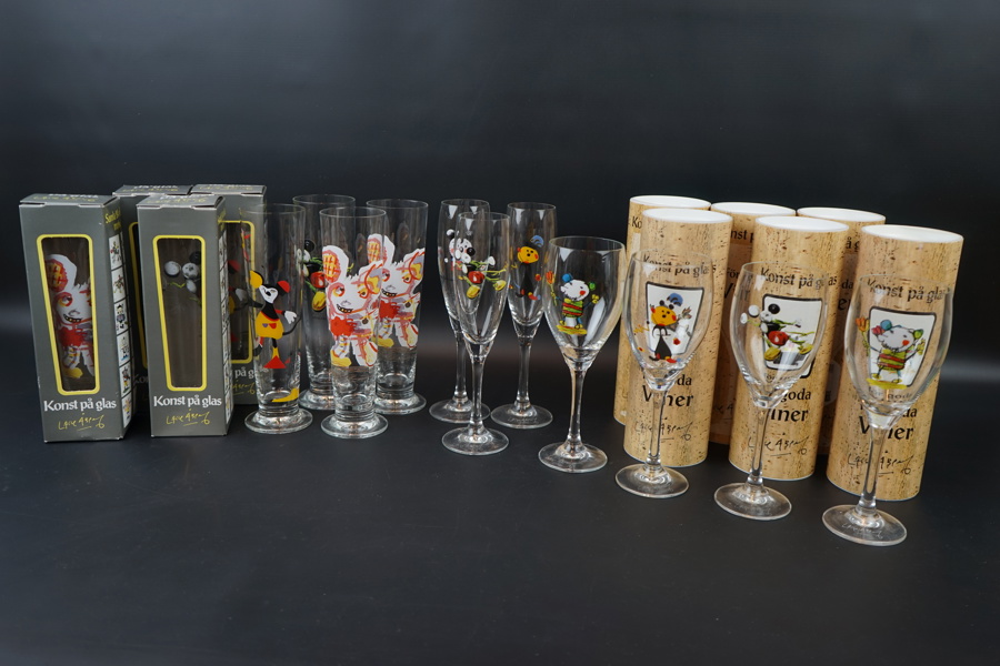 Lasse Åberg, glas, 21 st, 3 olika modeller.