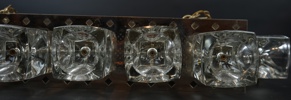 Taklampa, metall/glas.