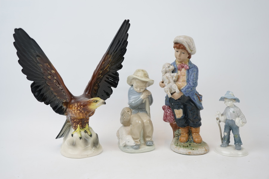Figuriner, 4 st, porslin, bl.a NAO Lladro.