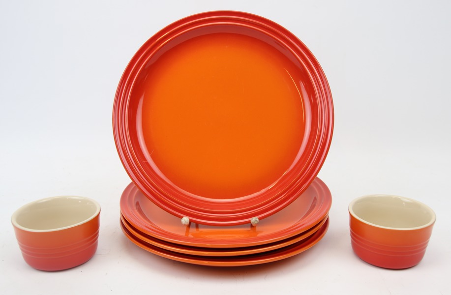 Tallrikar och skålar, 6 delar, stengods, Le Creuset.