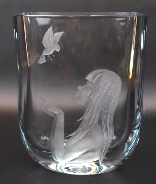 Vas, glas, Rune Strand och Lars Börnesson, Strömbergshyttan, signerad.