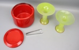 Ishink med tång och ljusstakar, ett par, plast/glas, bl.a Erik Magnussen, Stelton, Danmark.