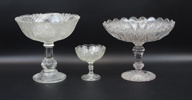 Skålar, 5 st, pressglas och slipat glas, 1900-tal.