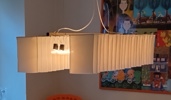 Taklampa, metall/textil, samtida.