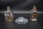 Snapskaraffer och skål, 3 delar, glas, Holmegaard, Danmark.