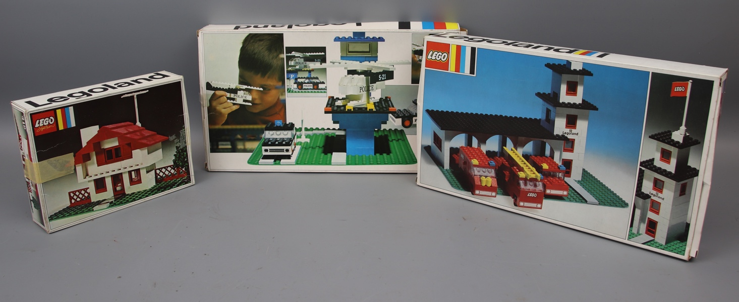 Lego, 3 stycken set, nr 349, 354, 357, "Legoland", 1970/80-tal.