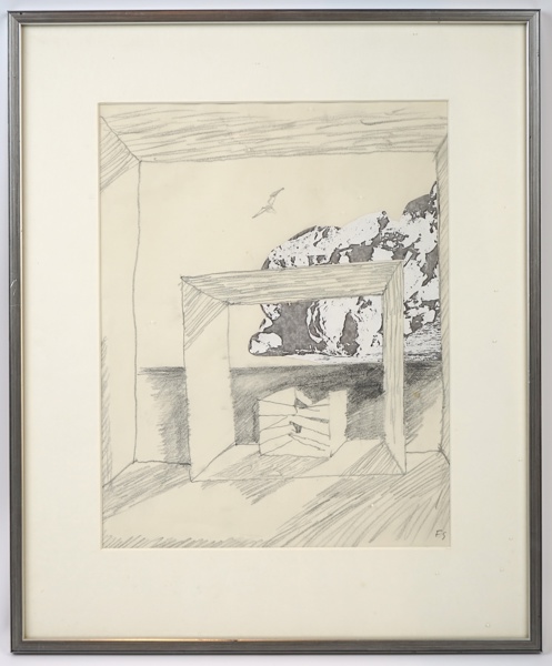 Fritz Sjöström, blandteknik, monogramsignerad.