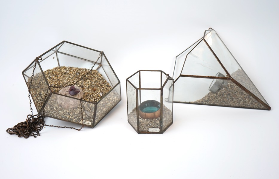 Ljuslyktor, 3 st, metall/glas, Smith's Konsthantverk.