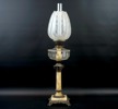 Fotogenlampa, glas/metall/marmor, 1900-talets början.