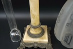 Fotogenlampa, glas/metall/marmor, 1900-talets början.