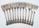 Bakelsegafflar, 12 st, silver, ''Rosen''.