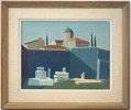 Walter Holmström, ''Hadrianus' bibliotek, Athen'',  olja på pannå, signerad.