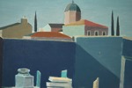 Walter Holmström, ''Hadrianus' bibliotek, Athen'',  olja på pannå, signerad.