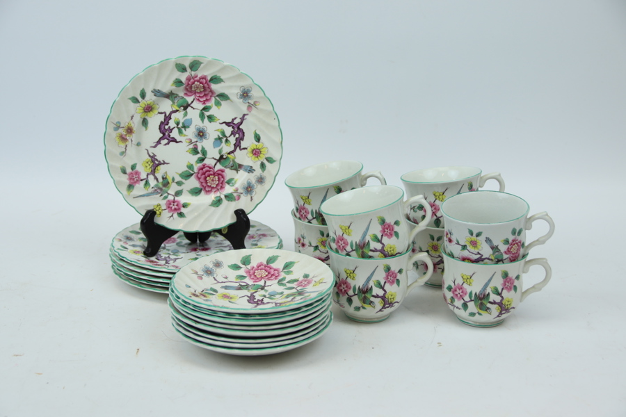 Kaffeservis, 14 delar, porslin, Old Foley, "Chinese Rose", England.