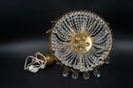 Ljuskrona, fem ljuspunkter, mässing/glas, 1900-tal.