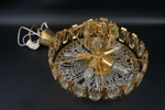 Ljuskrona, fem ljuspunkter, mässing/glas, 1900-tal.
