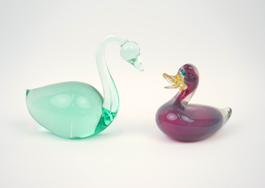 Figuriner, 2 st, glas, Murano, Italien.