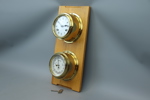 Barometer och klocka, mässing/trä, Wempe Chronometerwerke, Hamburg.