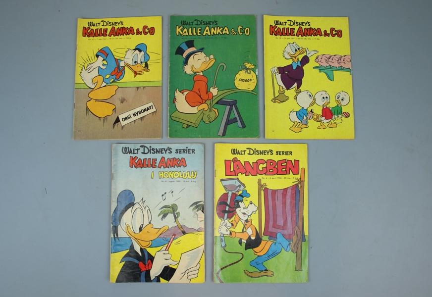 Seriemagasin, 5 st, Kalle Anka och Långben, 1950/60-tal.