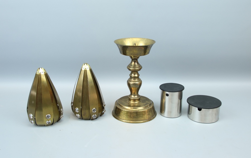 Fönsterlampor, ljusstake m.m, 5 delar, metall, bl.a Werner Schou och Stelton.