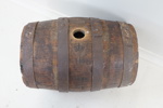 Sprittunna, ek/metall, 25 liter, krönt, Spritbolaget, Ystad, 1900-tal.