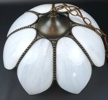 Taklampa, metall/glas, tiffany-stil, Miranda AB.